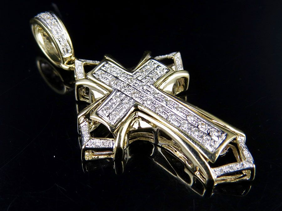 1.75 Inch Lab Grown Diamond 14K Cross Charm Pendant