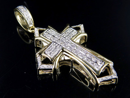 1.75 Inch Lab Grown Diamond 14K Cross Charm Pendant