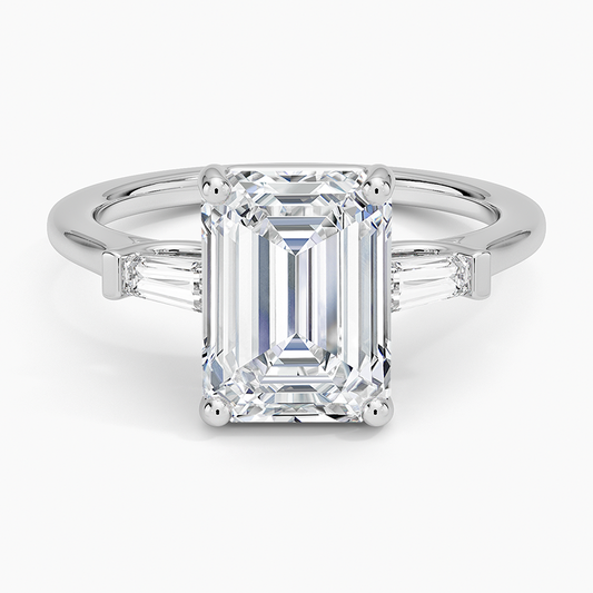 21/2Ct Emerald Lab Grown Diamond Tapered Baguette Three Stone Ring