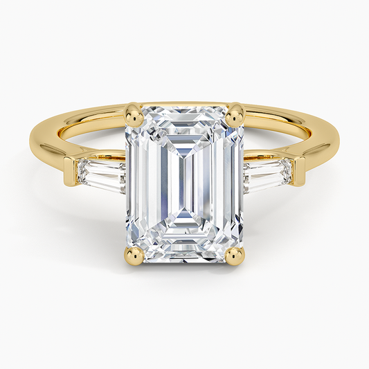 21/2Ct Emerald Lab Grown Diamond Tapered Baguette Three Stone Ring