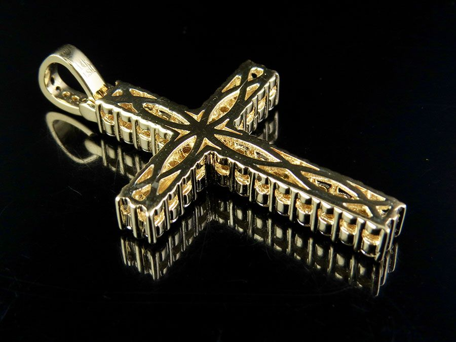 14K Two Row Cross Lab Grown Diamond Pendant Charm