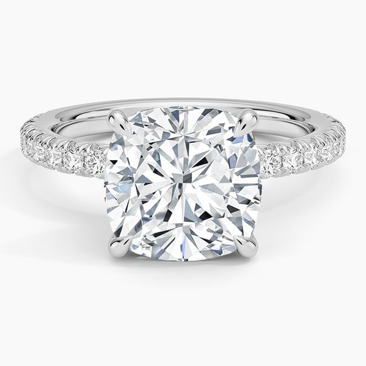 4Ct Cushion Lab Grown Diamond Three-Quarter Coverage Diamond Ring