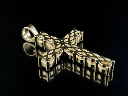 10K Lab Grown Diamond 1.5 Inch Cluster Cross Charm