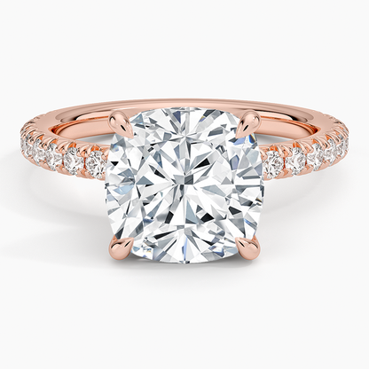 4Ct Cushion Lab Grown Diamond Three-Quarter Coverage Diamond Ring