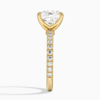 4Ct Cushion Lab Grown Diamond Three-Quarter Coverage Diamond Ring