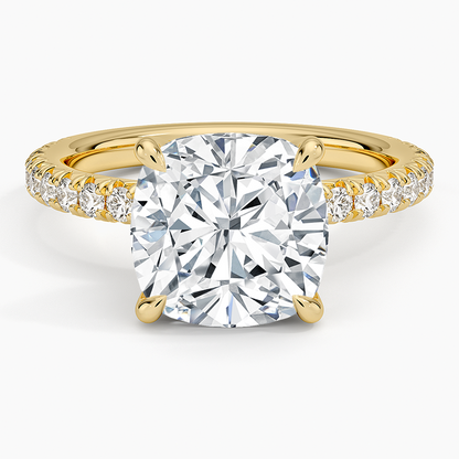 4Ct Cushion Lab Grown Diamond Three-Quarter Coverage Diamond Ring