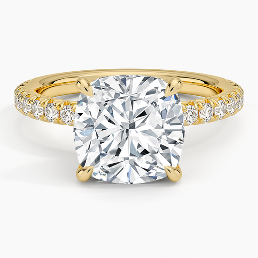 4Ct Cushion Lab Grown Diamond Three-Quarter Coverage Diamond Ring