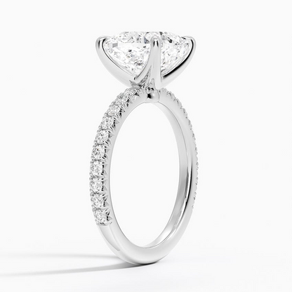 4Ct Cushion Lab Grown Diamond Three-Quarter Coverage Diamond Ring