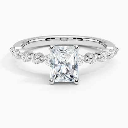1Ct Radiant Lab Grown Diamond Gold Half Coverage Ring