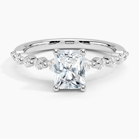 1Ct Radiant Lab Grown Diamond Gold Half Coverage Ring