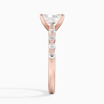 1Ct Radiant Lab Grown Diamond Gold Half Coverage Ring