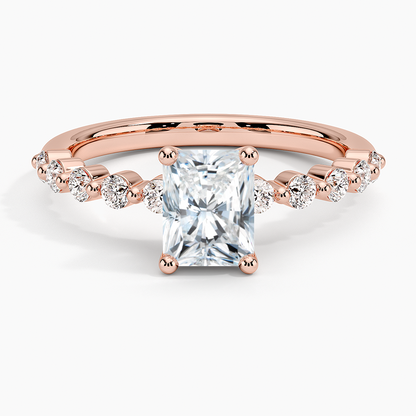 1Ct Radiant Lab Grown Diamond Gold Half Coverage Ring