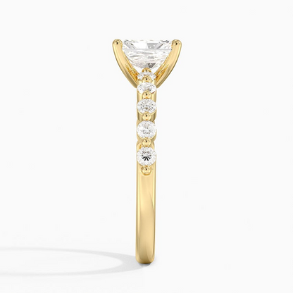 1Ct Radiant Lab Grown Diamond Gold Half Coverage Ring
