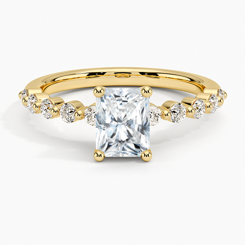 1Ct Radiant Lab Grown Diamond Gold Half Coverage Ring
