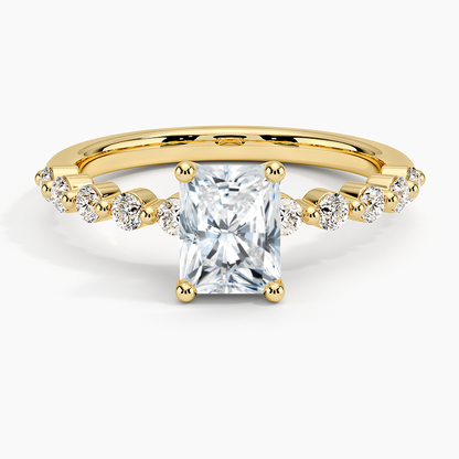 1Ct Radiant Lab Grown Diamond Gold Half Coverage Ring