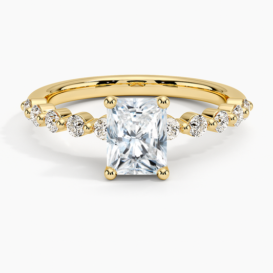 1Ct Radiant Lab Grown Diamond Gold Half Coverage Ring