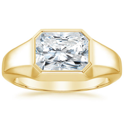 2Ct Emerald Lab Grown Diamond East West Bezel Ring