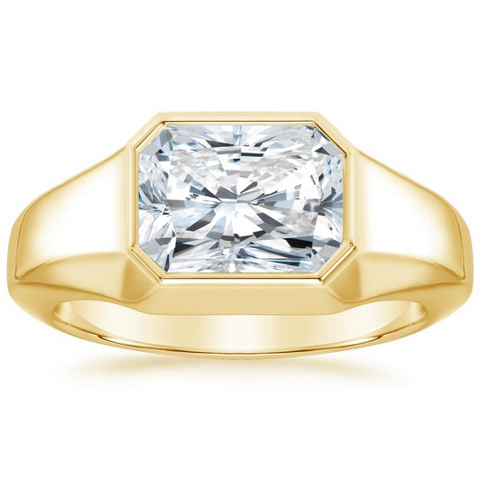 2Ct Emerald Lab Grown Diamond East West Bezel Ring