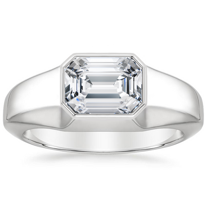 2Ct Emerald Lab Grown Diamond East West Bezel Ring