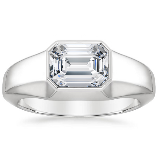 2Ct Emerald Lab Grown Diamond East West Bezel Ring
