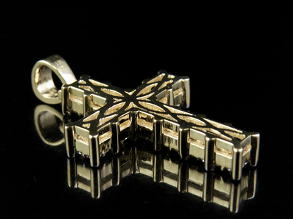 10k Lab Grown Diamond Two Row Prong Cross Pendant