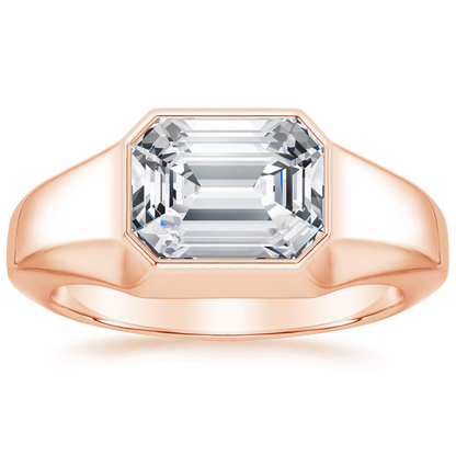 2Ct Emerald Lab Grown Diamond East West Bezel Ring