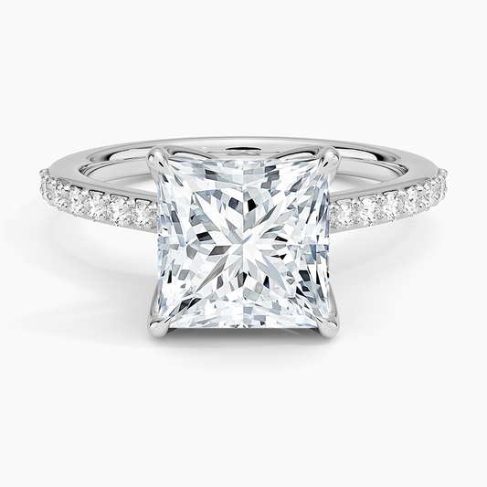 21/2Ct Princess Lab Grown Diamond Gold Cathedral Diamond Ring