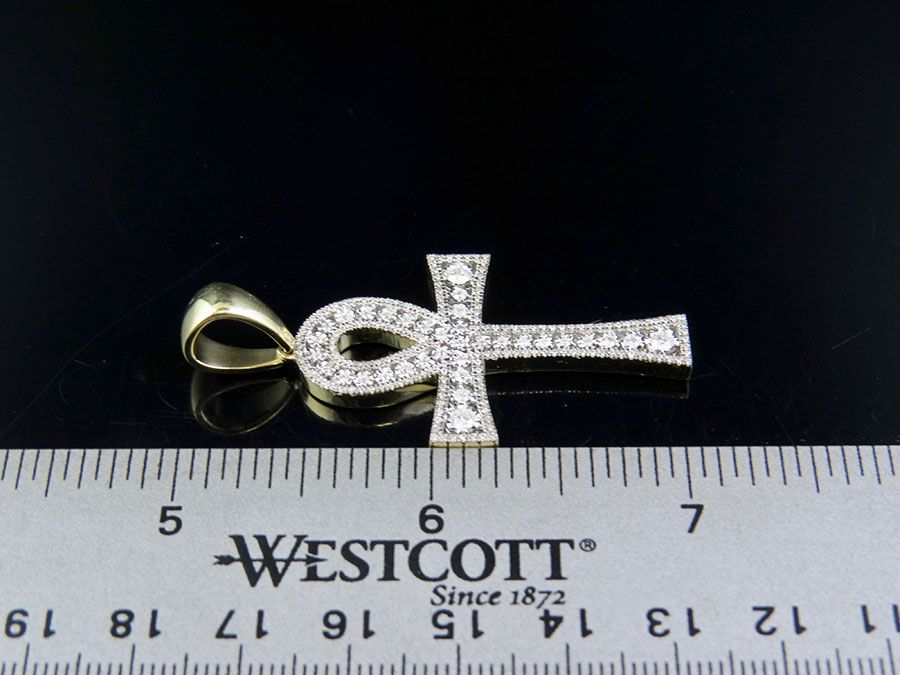 0.60 CTW 10K Lab Grown Diamond One Row Ankh Cross Pendant