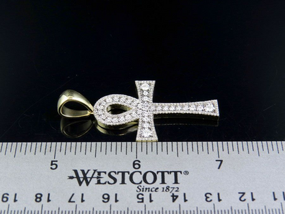 0.60 CTW 10K Lab Grown Diamond One Row Ankh Cross Pendant