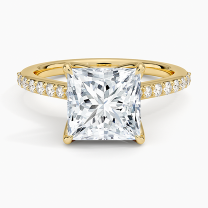 21/2Ct Princess Lab Grown Diamond Gold Cathedral Diamond Ring