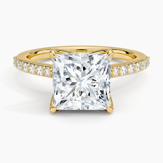 21/2Ct Princess Lab Grown Diamond Gold Cathedral Diamond Ring