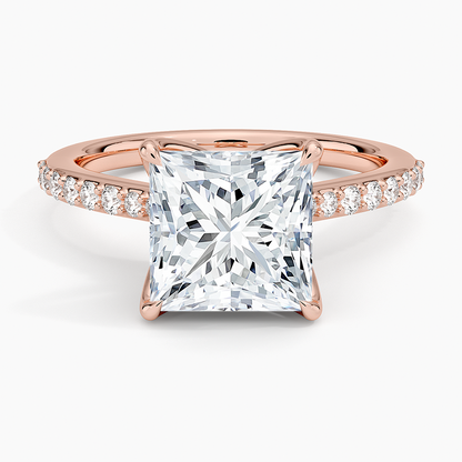21/2Ct Princess Lab Grown Diamond Gold Cathedral Diamond Ring
