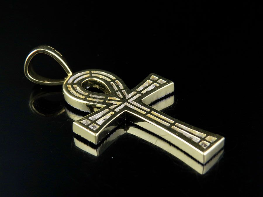 0.60 CTW 10K Lab Grown Diamond One Row Ankh Cross Pendant