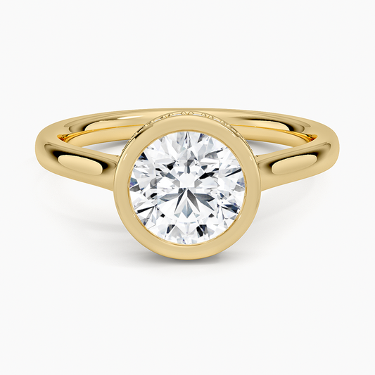 1 1/4 CT Round Cut Gold Hidden Halo Diamond Engagement Ring