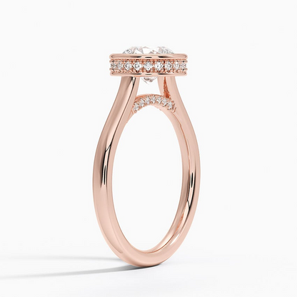 1 1/4 CT Round Cut Gold Hidden Halo Diamond Engagement Ring