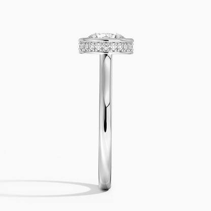 1 1/4 CT Round Cut Gold Hidden Halo Diamond Engagement Ring