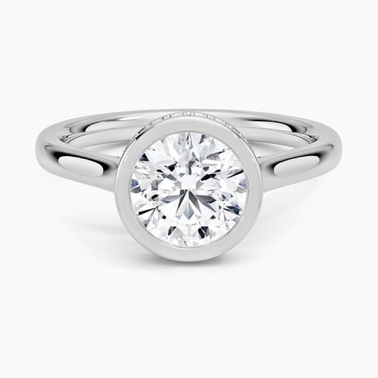 1 1/4 CT Round Cut Gold Hidden Halo Diamond Engagement Ring