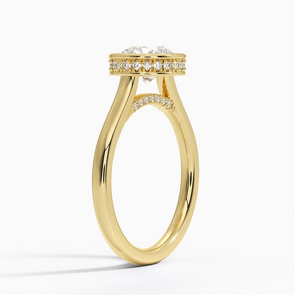 1 1/4 CT Round Cut Gold Hidden Halo Diamond Engagement Ring