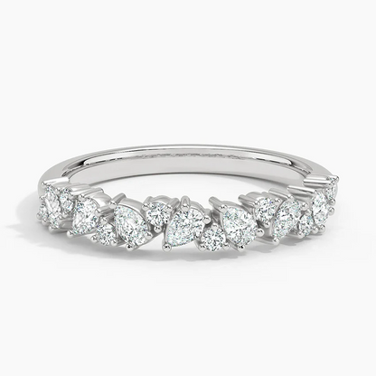 Alternative Pear and Round Lab Grown Diamond Wedding Band in 18k Gold