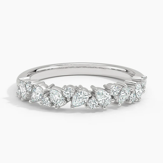 Alternative Pear and Round Lab Grown Diamond Wedding Band in 18k Gold