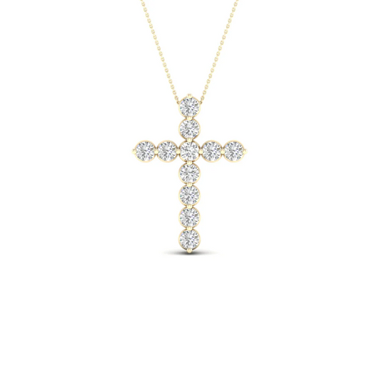 0.50CTW Round Cut Lab Grown Diamond Cross Pendant