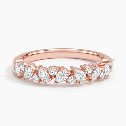 Alternative Pear and Round Lab Grown Diamond Wedding Band in 18k Gold
