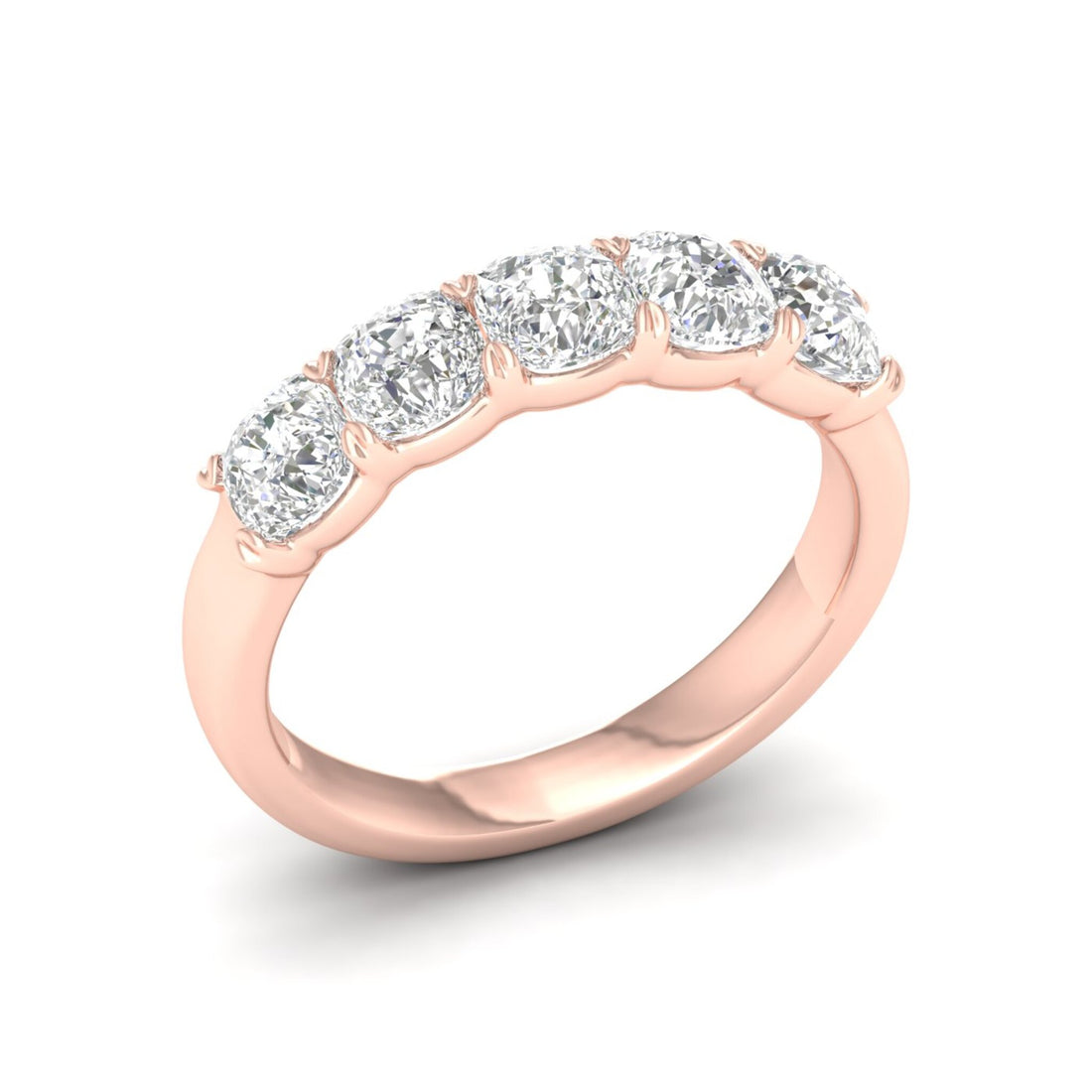 2 CTW Five Five Stone Cushion Lab Grown Diamond Anniversary Band