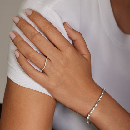 0.17CTW Round Cut Lab Grown Diamond White Gold Wedding Band