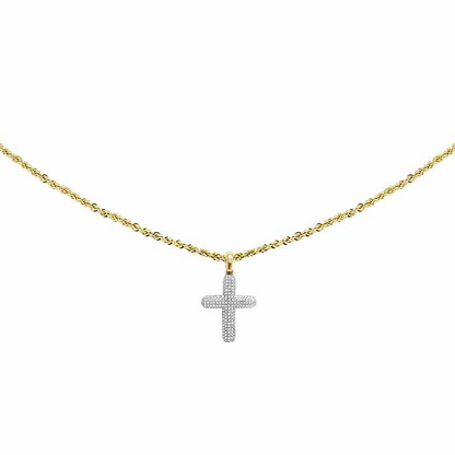 14K Unisex Lab grown Diamond Puff Cross Pendant
