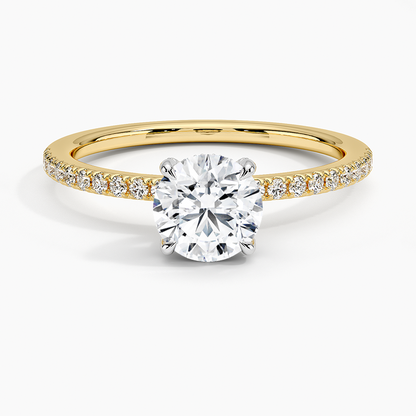 3/4Ct Round Lab Grown Diamond Gold Half Coverage Engagement Ring