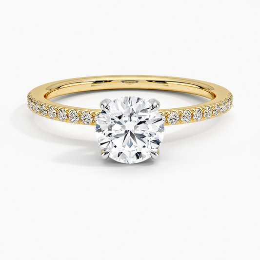 3/4Ct Round Lab Grown Diamond Gold Half Coverage Engagement Ring