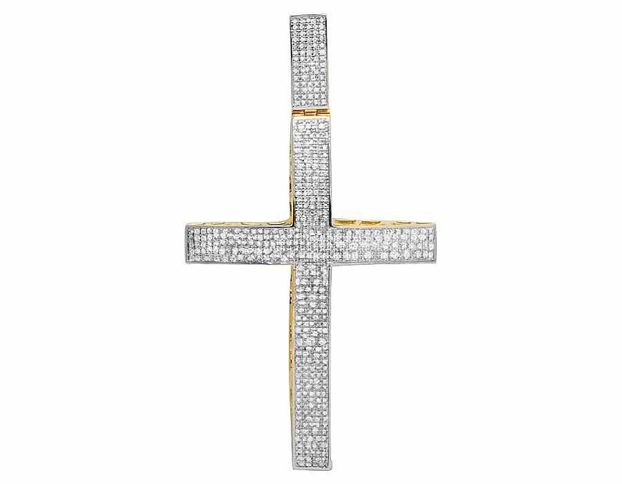 2.5 Inch 10K Lab Grown Diamond Dome Cross Charm