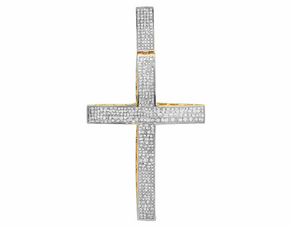 2.5 Inch 10K Lab Grown Diamond Dome Cross Charm