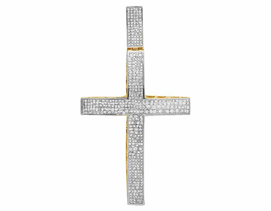2.5 Inch 10K Lab Grown Diamond Dome Cross Charm